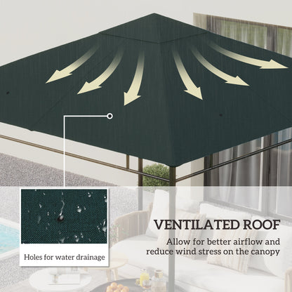 3 x 3 m Gazebo Canopy Replacement Cover, Garden Gazebo Roof Replacement, TOP COVER ONLY, Charcoal Green
