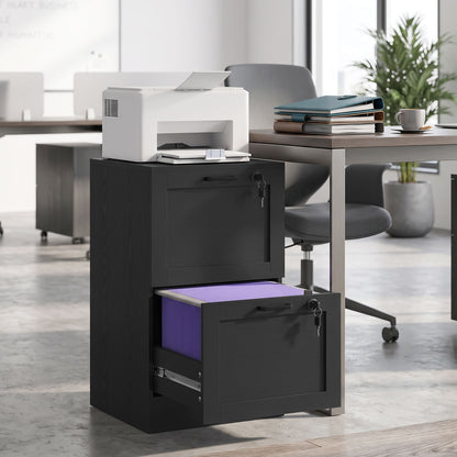 2-Drawer Filing Cabinet with Lock - Black