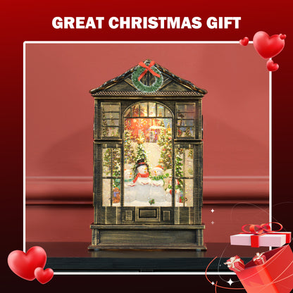 Christmas Snow Globe Lantern with Lights, Musical Snow Globe with Swirling Glitter