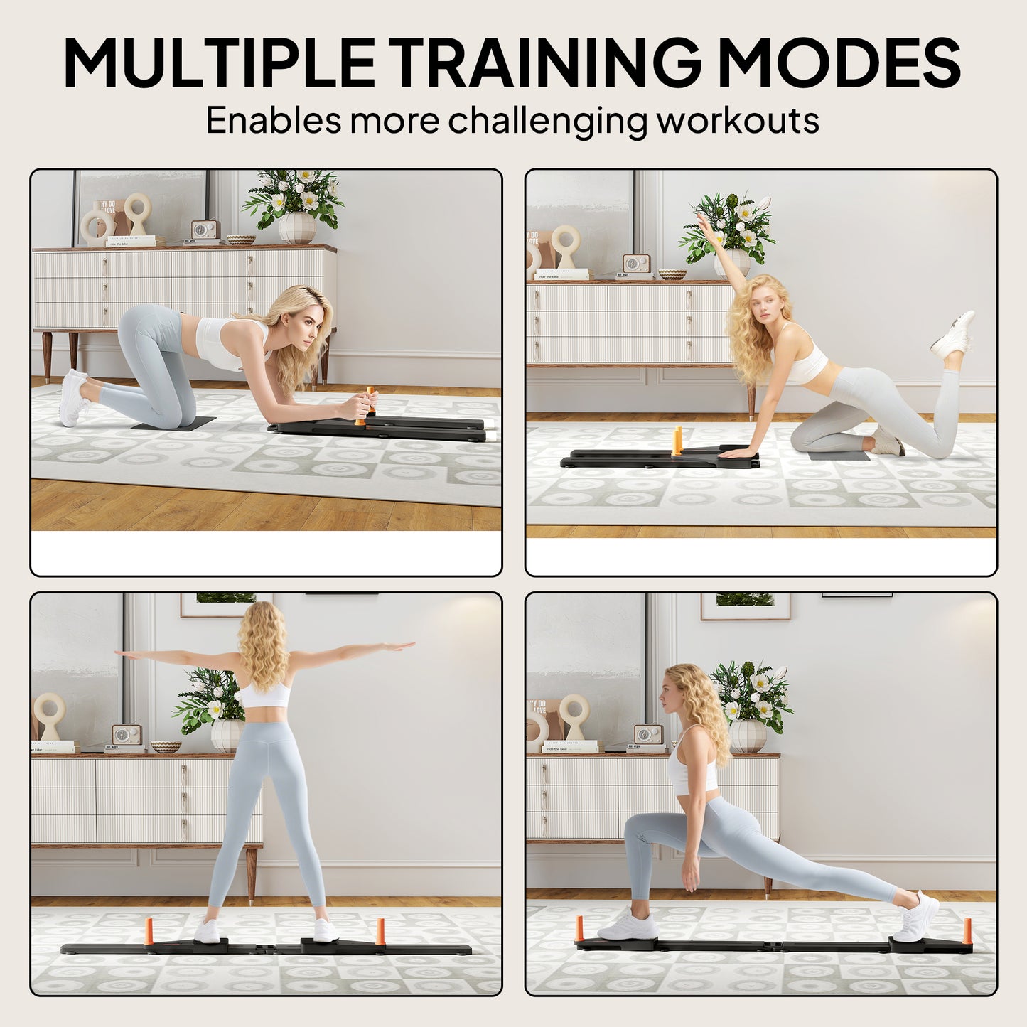 Push Up Board Set of 2, Portable Press Up Board with Dual Glide Rails, Knee Pad