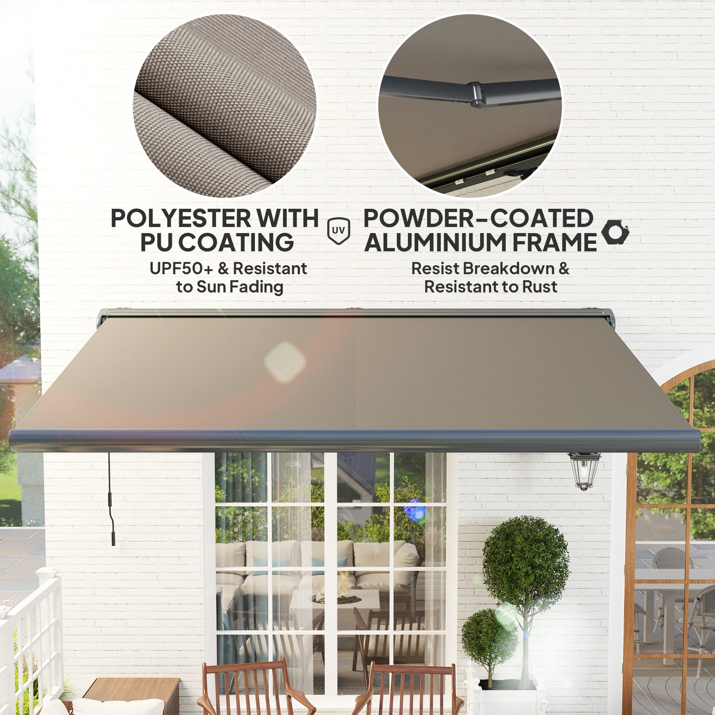 4 x 3(m) Full Cassette Electric Awning with Remote Controller, Aluminium Frame DIY Retractable Garden Awning