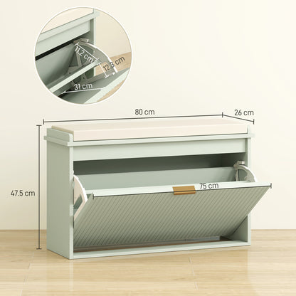 Elegant Eight Shoe Bench, with Top Seat - Green