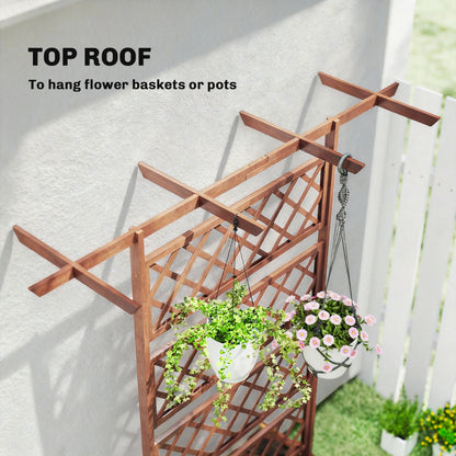 Wooden Trellis Planter Box, Raised Garden Bed to Grow Vegetables, Herbs and Flowers, Orange
