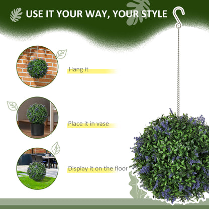 Set of 2 Artificial Plant Topiary Balls, UV-protected Fake Decorative Plants, Purple