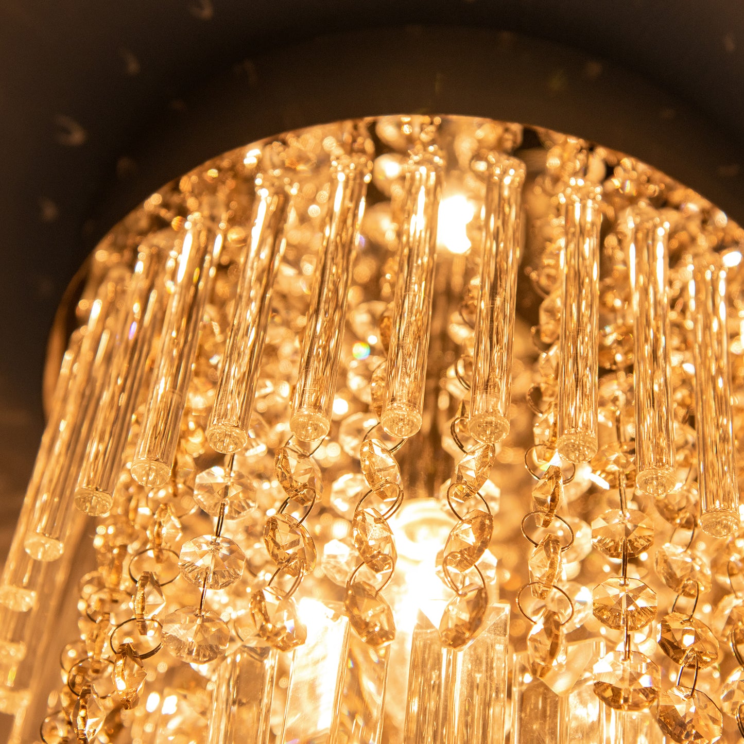 Modern Raindrop Crystal Chandelier, Round Rectangular hanging Ceiling Light, Linear Hanging Lighting