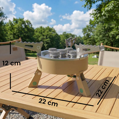 7000W Camping Stove with Piezo Ignition, High Power Gas Stove with 50kg Capacity and Carry Bag for Outdoor Hiking Khaki