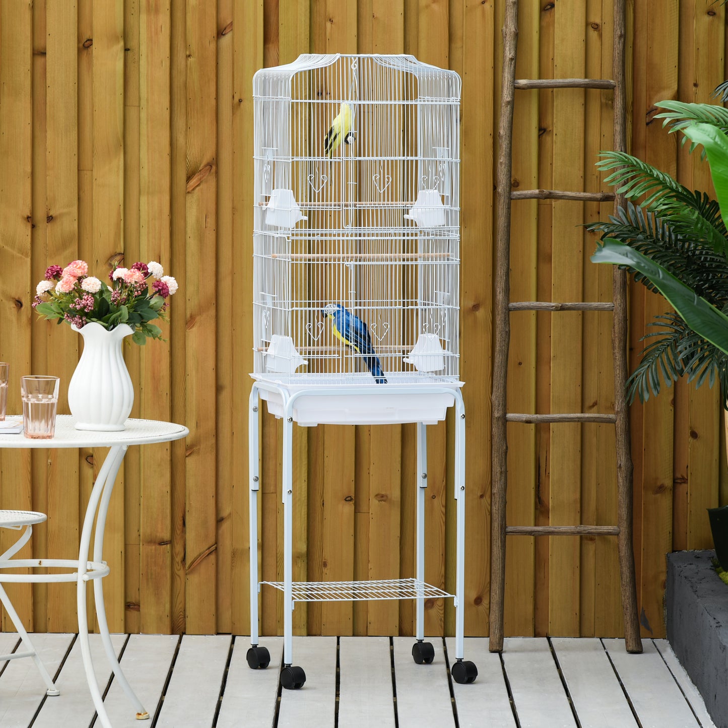 Bird Cage Budgie Cages for Finch Canary Parakeet with Stand Wheels Slide-out Tray Accessories Storage Shelf