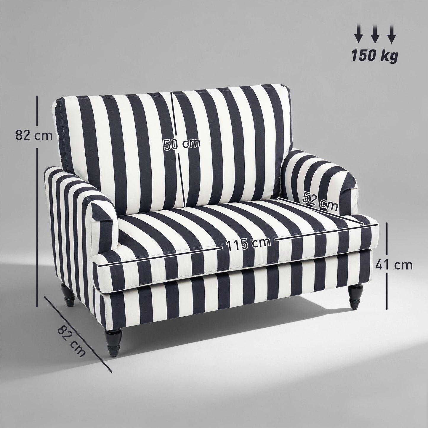 Modern Cuddle Chair, Velvet Single Sofa Armchair with Stripe, Turned Legs and Wide Seat