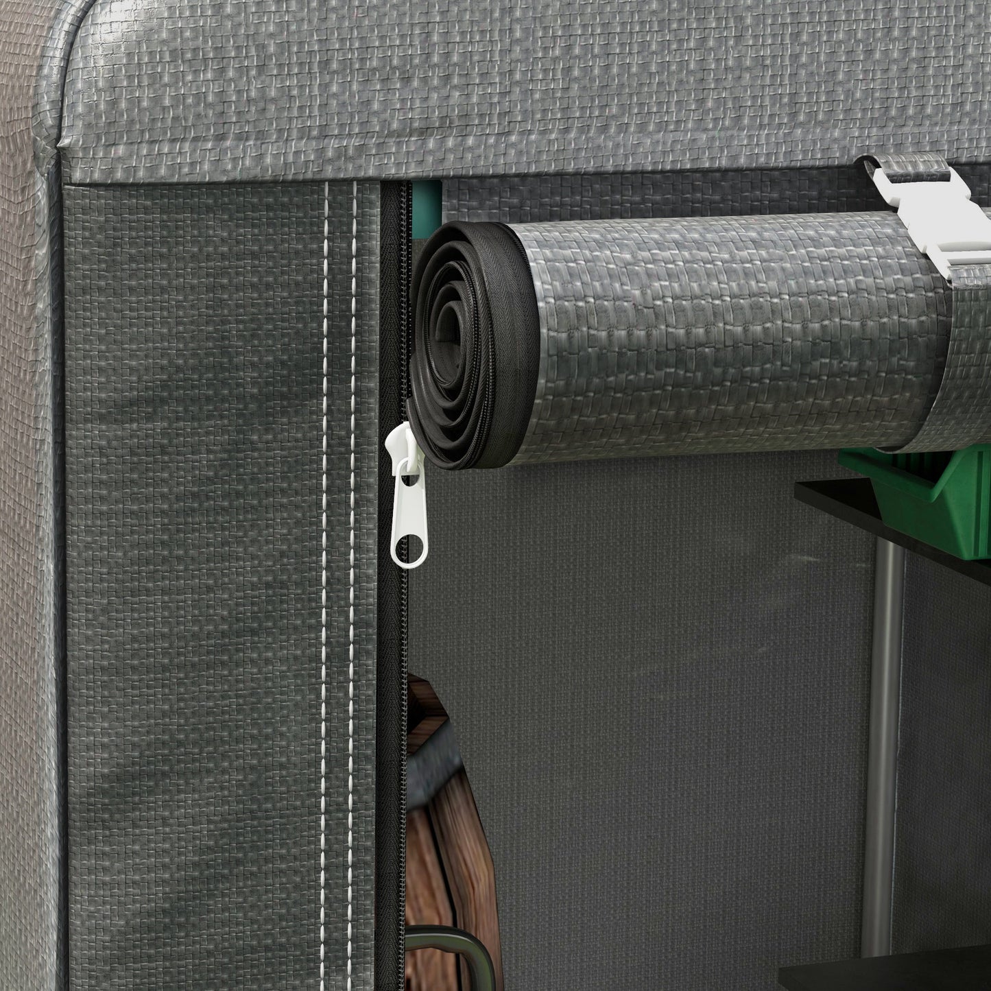 179 x 120cm Temporary Garden Shed, with Weather-resistant Plastic Cover and Accessories - Dark Grey