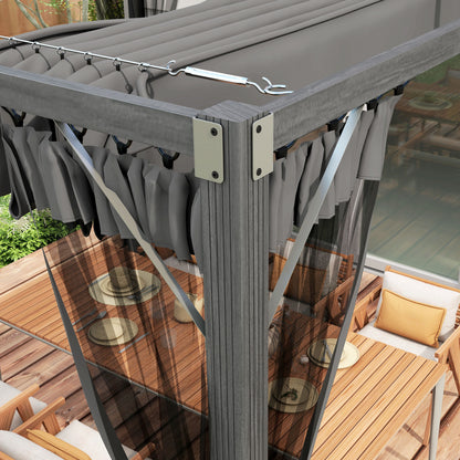 3 x 3m Aluminium Frame Pergola, with Retractable Roof - Dark Grey