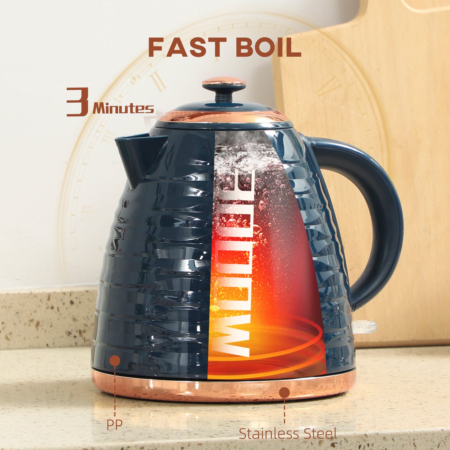 3kW Rapid Boil Honeycomb Kettle - Dark Blue