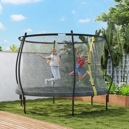 10ft Outdoor Trampoline with Enclosure Net, Spring Cover, Black
