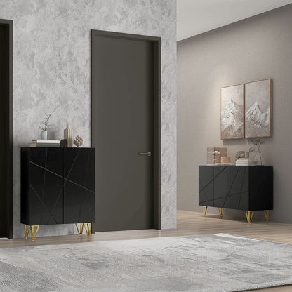 Modern Luxe High Gloss Sideboard, with Hairpin Legs - Black