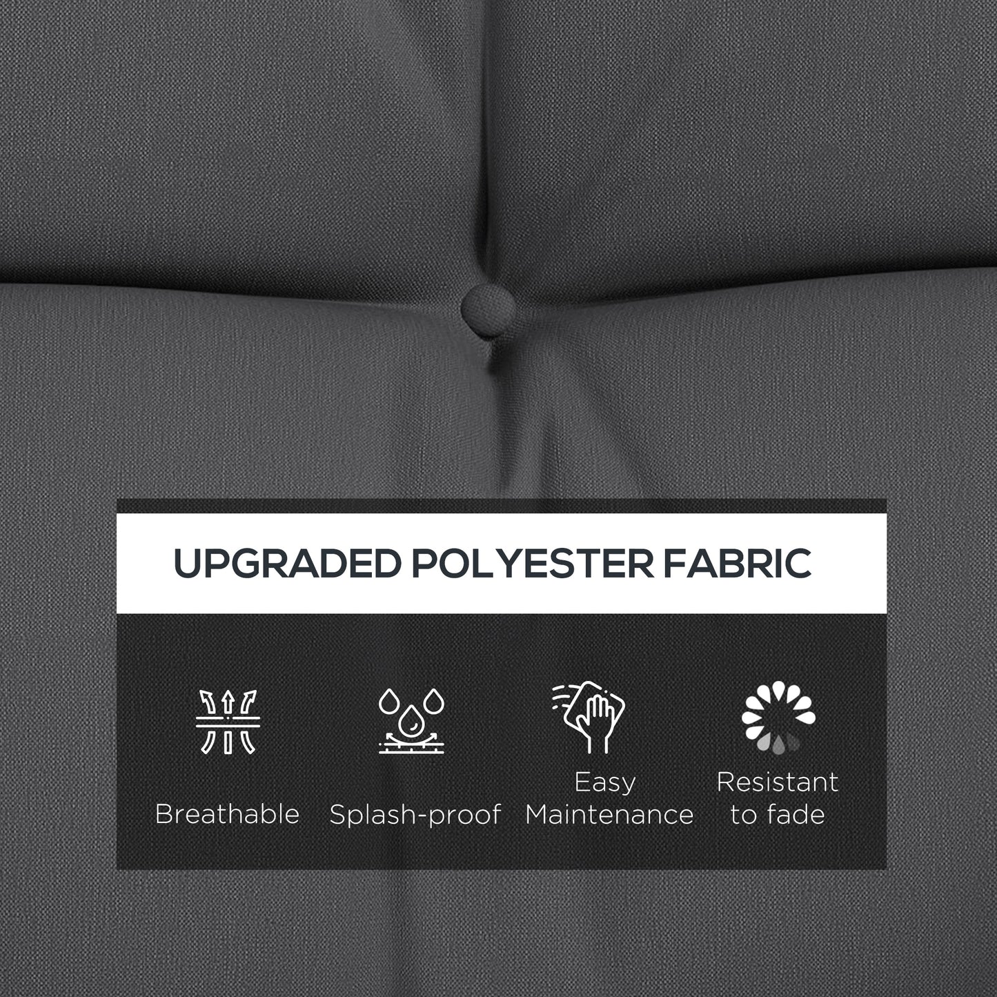 Back and Seat Cushion Replacement with 2 Pillows, Patio Chair Cushions Set with Ties, Charcoal Grey