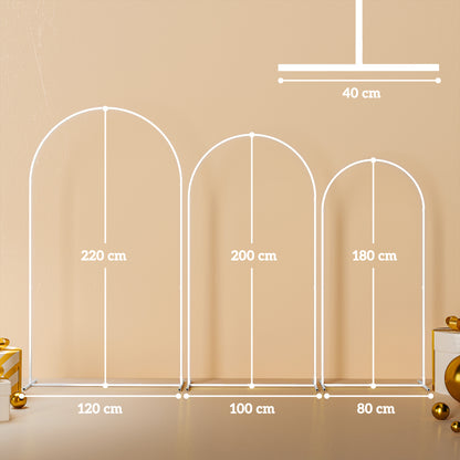 Wedding Arch Frame Set, Metal Balloon Arch Stand Set, Balloon Arch Stand Set for Birthday Party, 2.2, 2, 1.8 m White