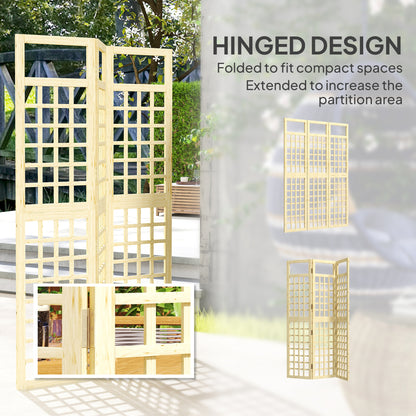 3-Panel Garden Privacy Screen, Freestanding Foldable Wooden Outdoor Divider/Trellis
