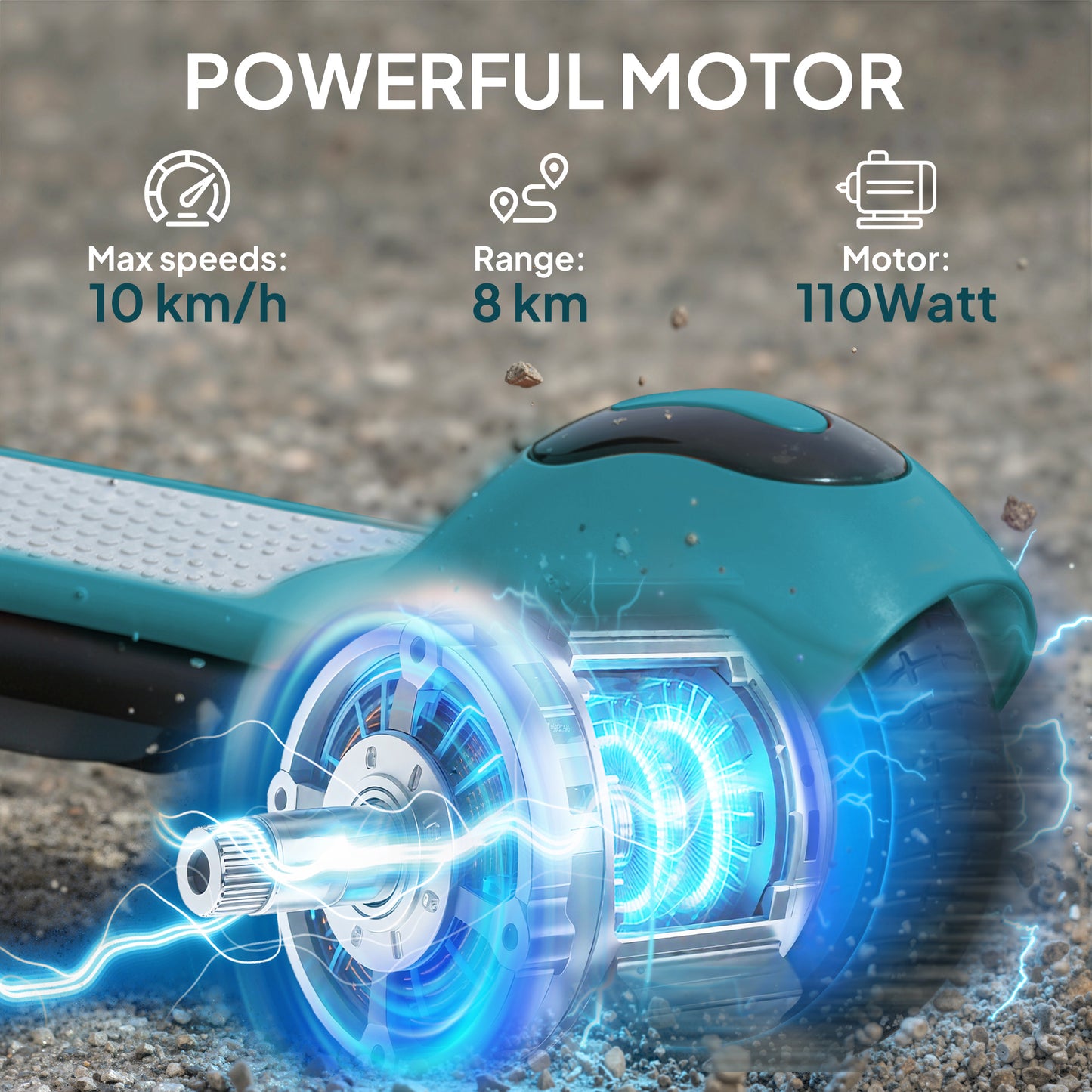 Electric Scooter for Kids, with LED Display, Green