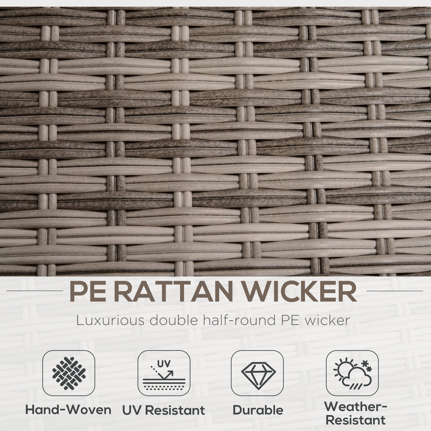 8 Pieces Rattan Garden Furniture Set, Garden Corner Sofa Set with 4 Chairs, 2 Footstools, 2 Coffee Tables and Cushions