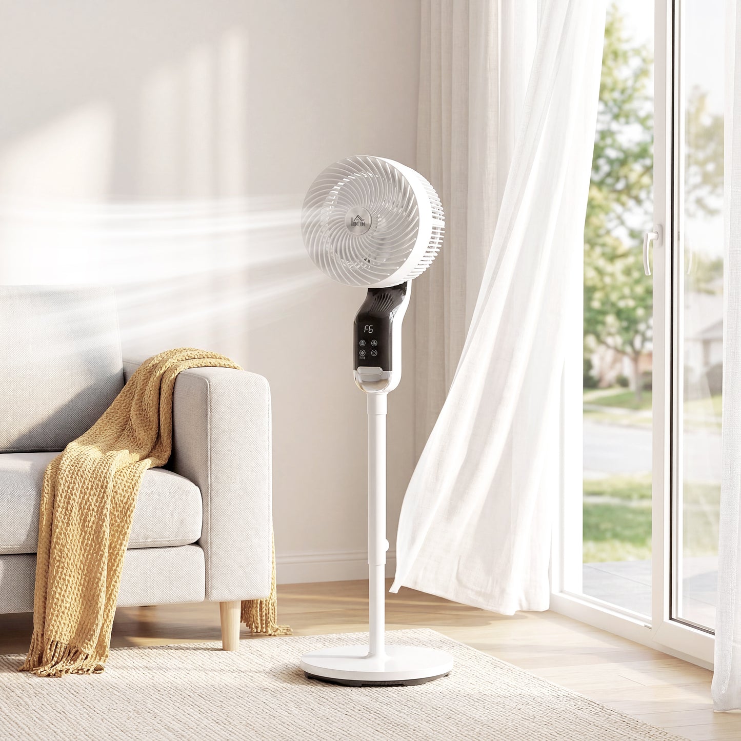 20 dB Silent Standing Fan, 41in Pedestal Fan with Remote, Oscillating, 8 Speeds, Adjustable Height, 12H Timer