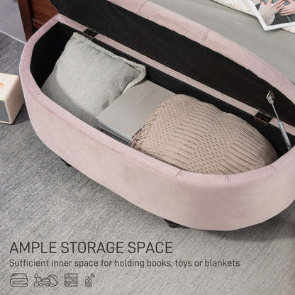 Semi-Circle Ottoman Storage Bench, Bed End Bench, Tufted Upholstered Window Seat Footrest Stool with Rubberwood Legs for Bedr