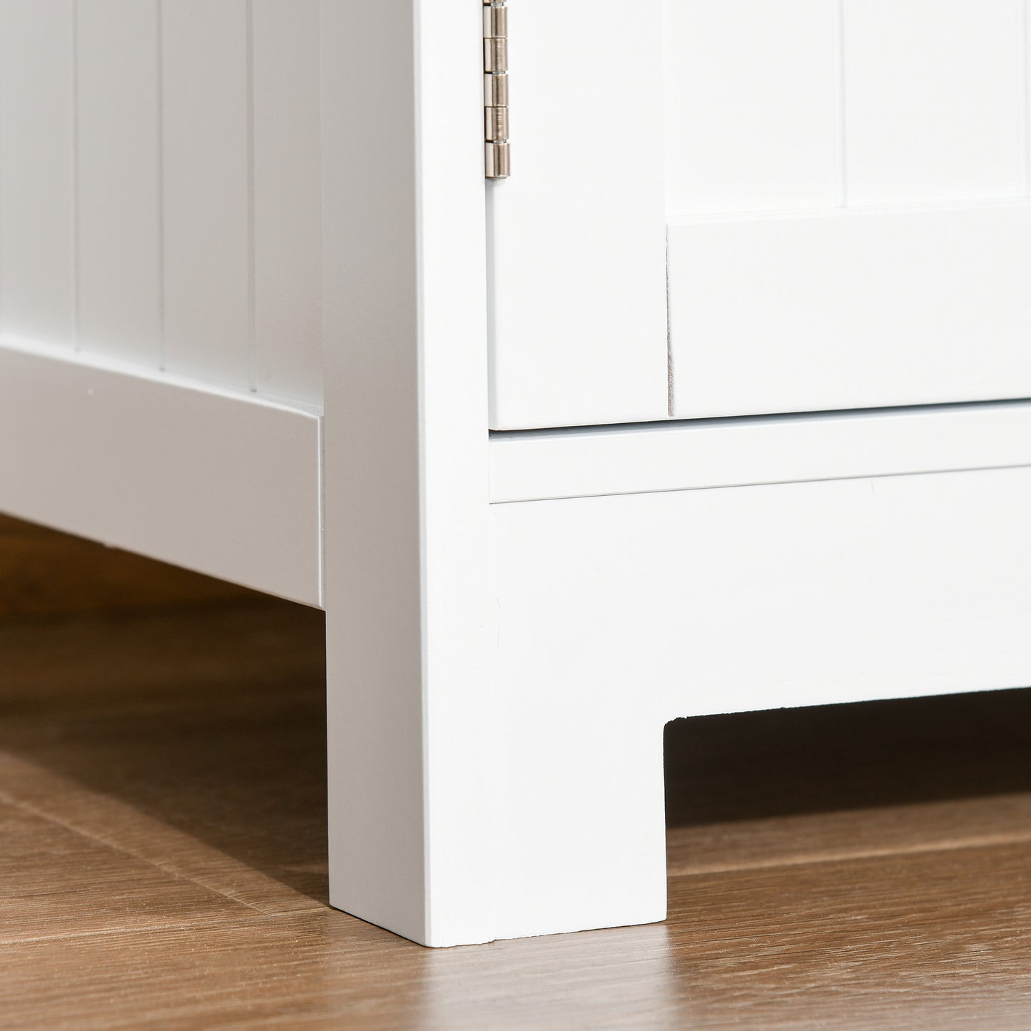 Bathroom Floor Cabinet, Freestanding Kitchen Cupboard with 2 Drawers, Adjustable Shelves and Tempered Glass Door