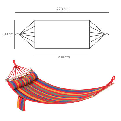 Cotton Hammock, Soft Portable Swing Sleeping w/ Headrest & Side Pocket, Deluxe Swing Chair for Beach, Garden, Bedroom, Patio