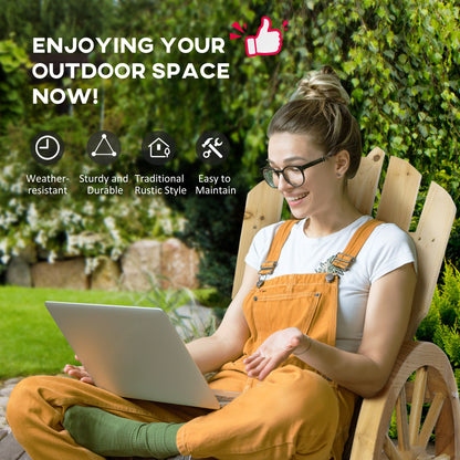 Wooden Adirondack Rocking Chair Reclining Armchair Garden Furniture Patio Porch Rocker - Natural