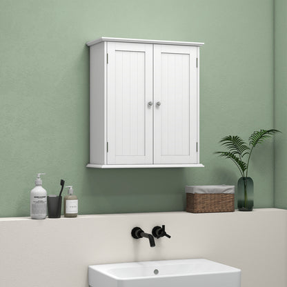 Bathroom Wall Cabinet, 3-Tier Wall-Mounted Bathroom Storage Cabinet with Adjustable Shelf, White