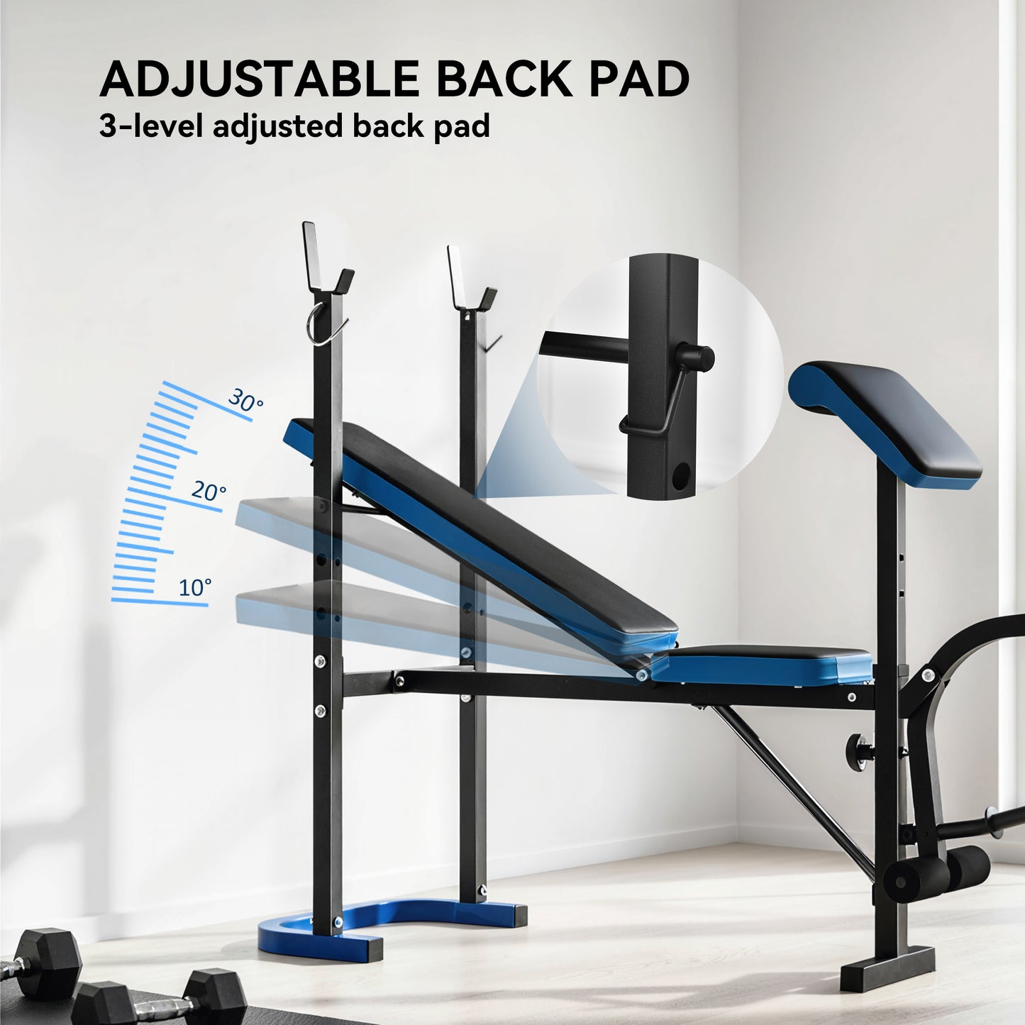 Adjustable Weight Bench with Leg Developer Barbell Rack for Lifting and Strength Training Multifunctional Workout Station for