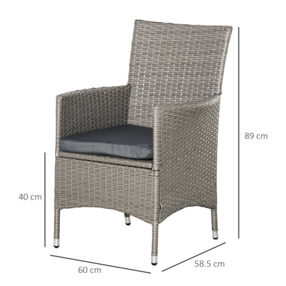 Set of Four Rattan Armchairs, with Cushions - Grey