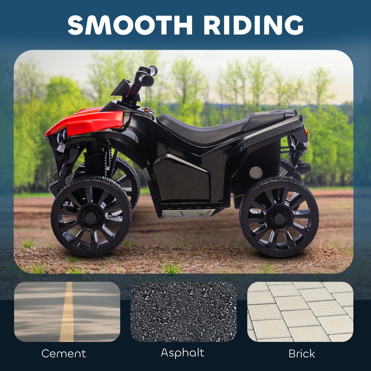 6V Kids ATV, 4 Wheeler Electric Ride on Car with Music and LED Headlights, for Ages 18-56 Months Boys and Girls, Red