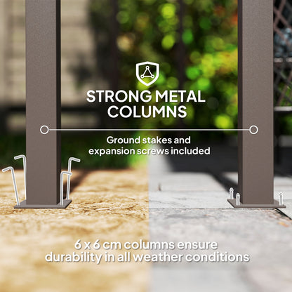 3 x 3(m) Garden Pergola with Waterproof Metal Roof, Lean to Pergola Hardtop Gazebo, Wind-resistant Outdoor Sun Shade