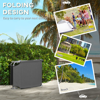 Folding Sun Lounger Set of 2 with Canopy, Reclining Sunbed with 4-Position Adjustable Backrest, 600D Oxford Cloth