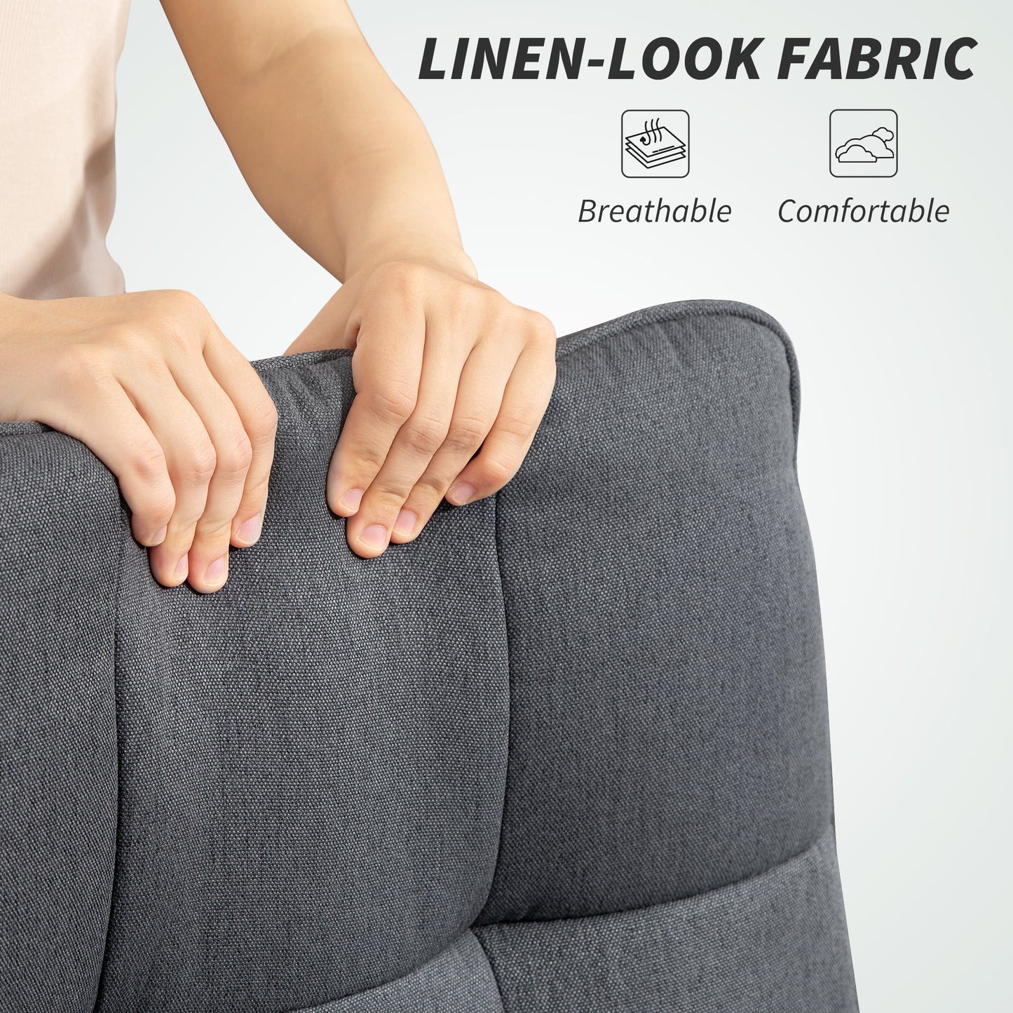 Double Padded Linen-Look Office Chair - Charcoal Grey