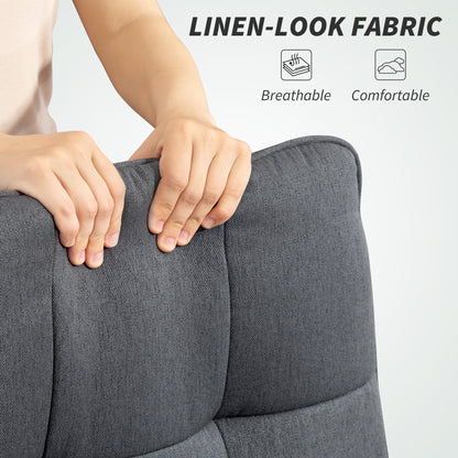 Double Padded Linen-Look Office Chair - Charcoal Grey