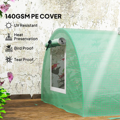Mini Greenhouse, Portable Tunnel Green House, Green Grow House Steel Frame with 5 Mesh Windows, 3 M, Green