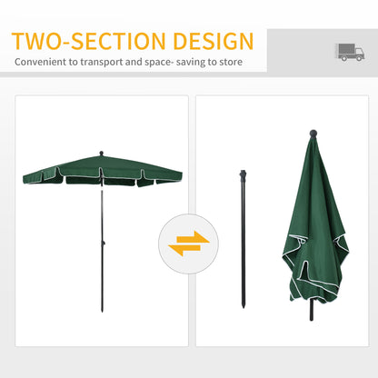 Garden Parasol Umbrella, Outdoor Market Table Umbrella with Ruffles & Aluminium Pole