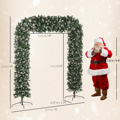 8.2 ft Snow Frosted Christmas Tree Arch, Christmas Arch Doorway Decor with 2100 Tips and 96 Pinecones