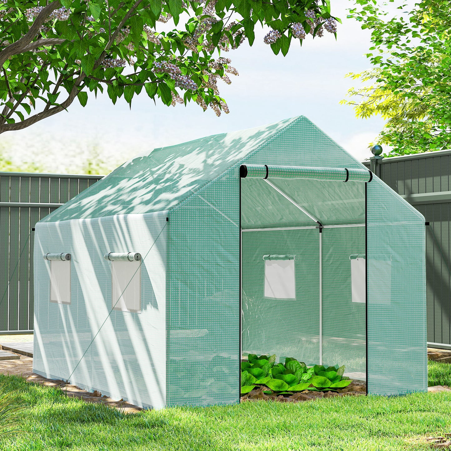 Polyethylene Walk-in Polytunnel Greenhouse, 2 x 3(m), Green