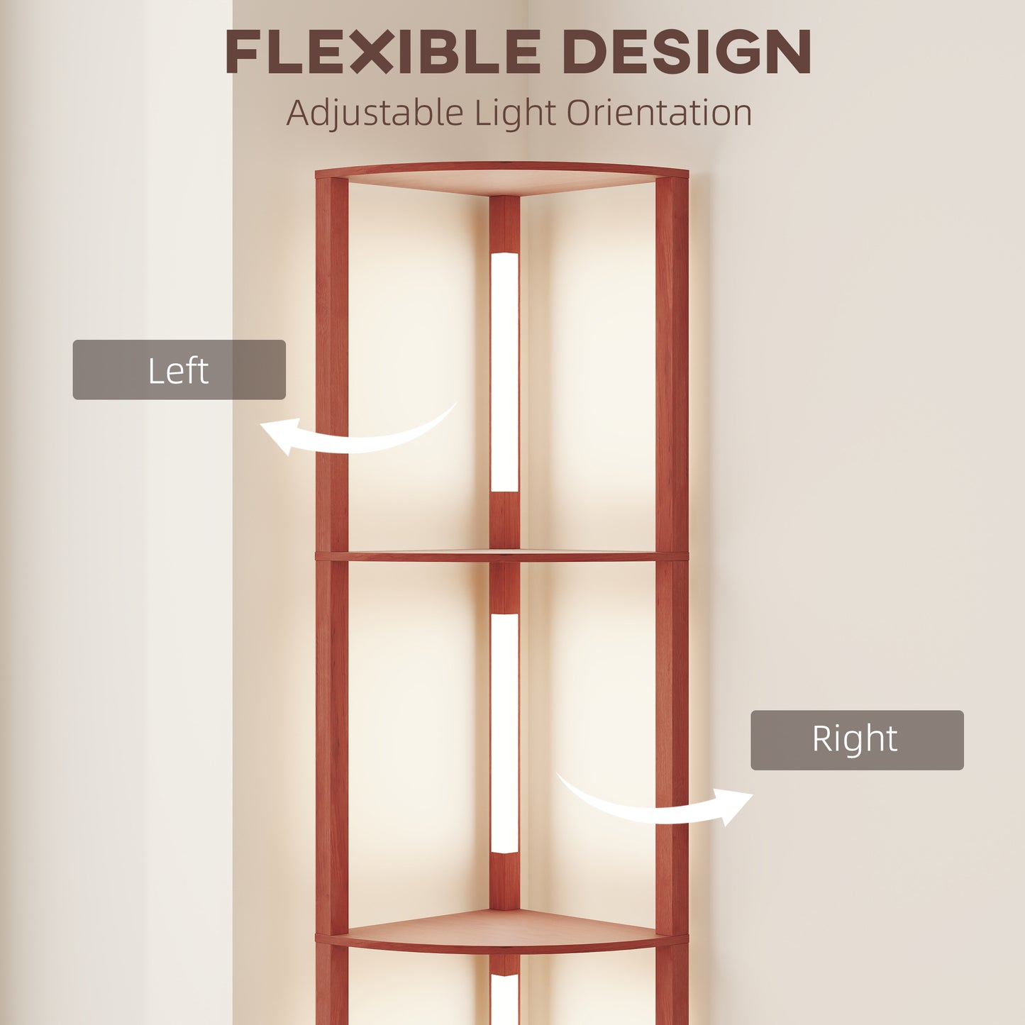 Corner Floor Lamp for Living Room Bedroom with Warm White LED Light, Modern Tall Standing Lamp, Brown