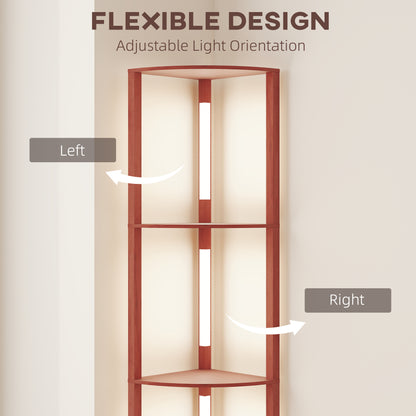 Corner Floor Lamp for Living Room Bedroom with Warm White LED Light, Modern Tall Standing Lamp, Brown