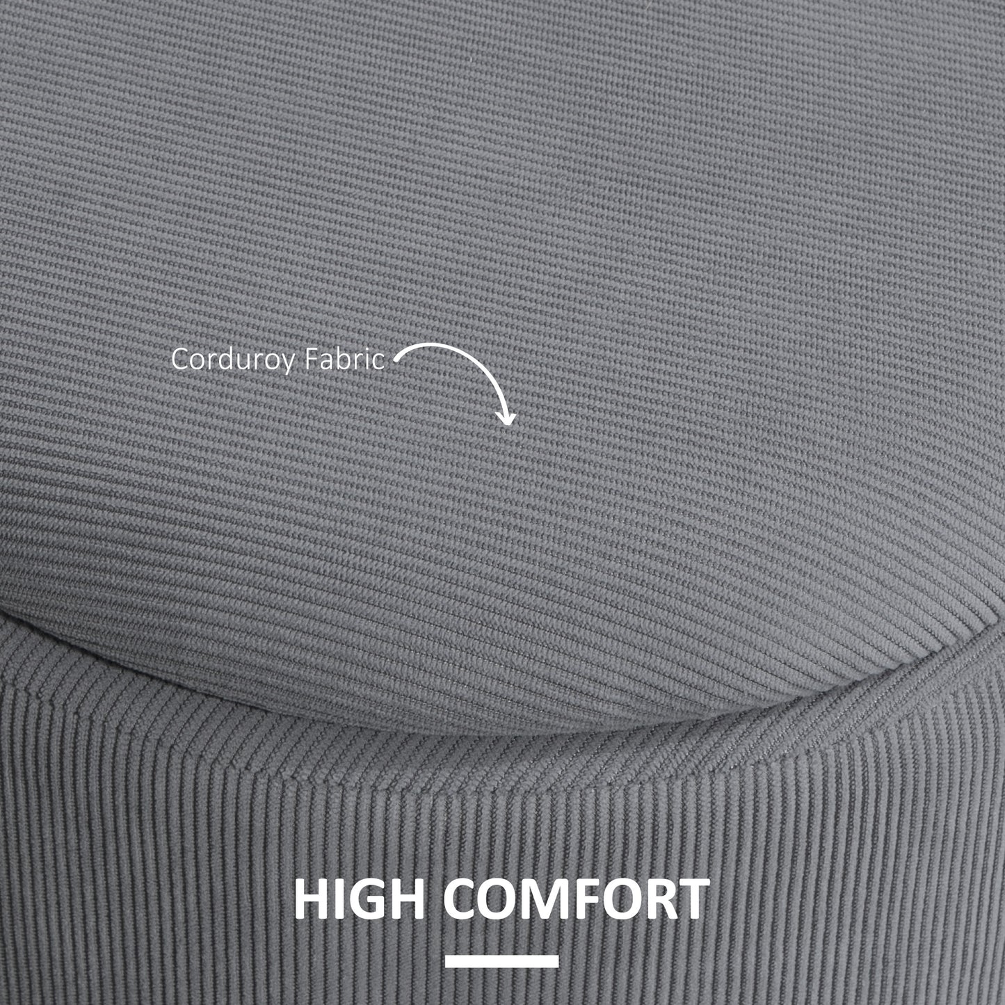 Set of Two Corduroy Storage Ottomans - Grey