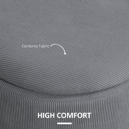 Set of Two Corduroy Storage Ottomans - Grey