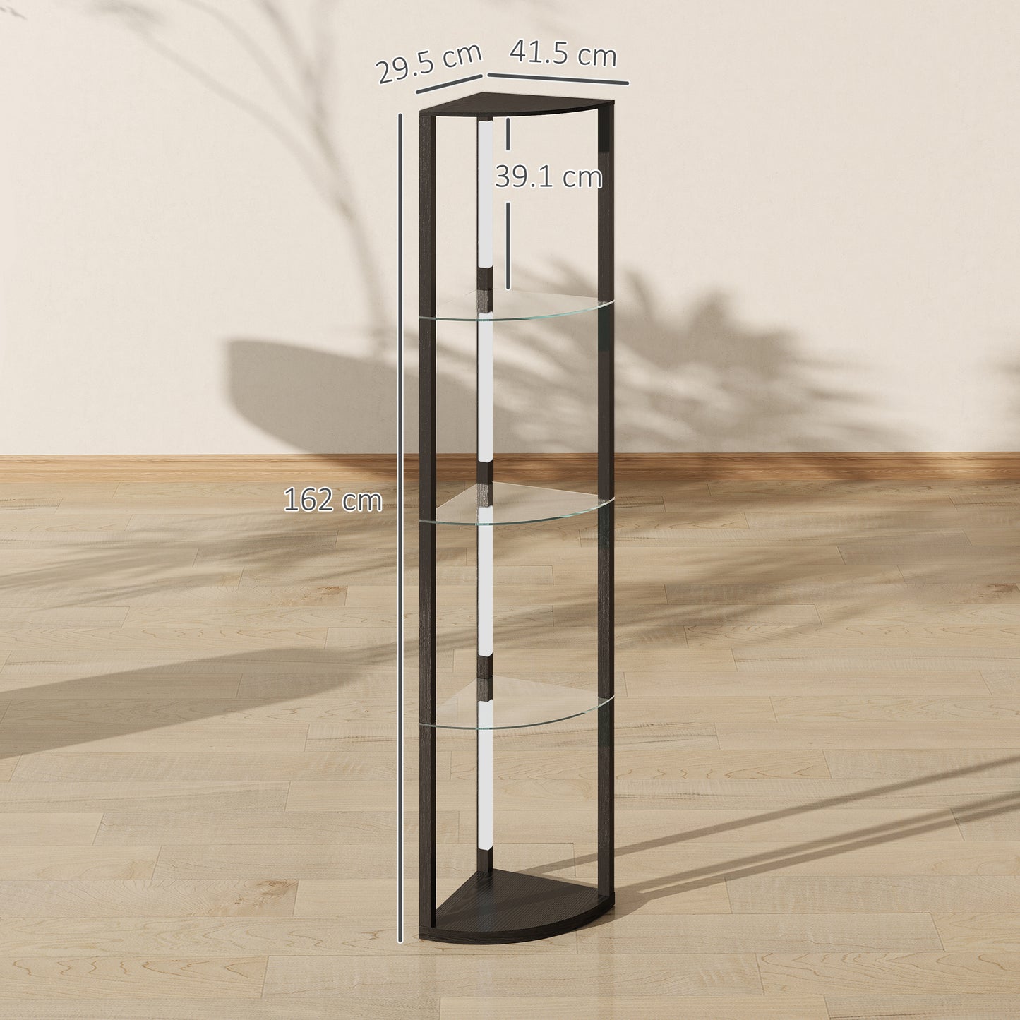 LED Floor Lamp with Shelves, Dimmable Standing Lamp with Foot Switch for Living Room, Bedroom, Black