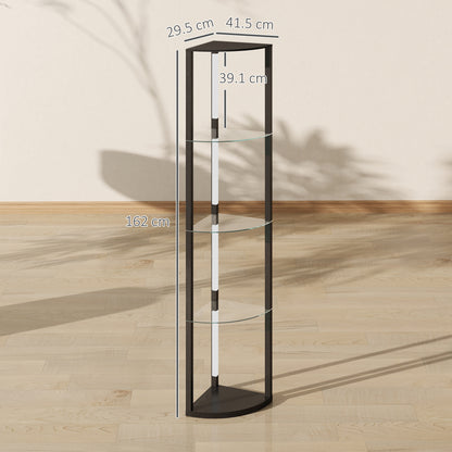 LED Floor Lamp with Shelves, Dimmable Standing Lamp with Foot Switch for Living Room, Bedroom, Black