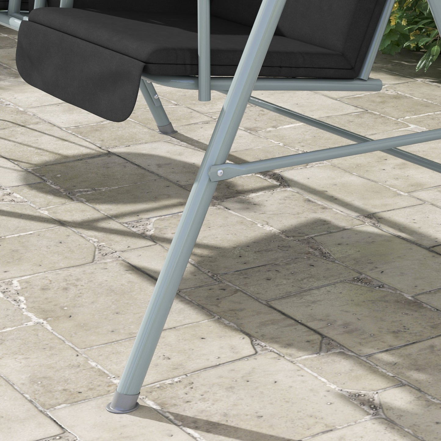2 Seater Garden Swing Chair, Patio Swing Seat w/ Tilting Canopy, Double Padded Seats