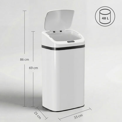 48L Stainless Steel Sensor Bin - White