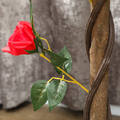 Set of 2 Artificial Plants White Rose Floral in Pot, Fake Plants for Home Indoor Decor, 90cm, Red