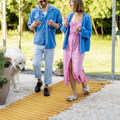 Rollable Wooden Garden Pathway Weather-Resistant Walk Way for Wedding Party Pathways 185 x 60 cm