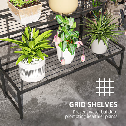 Three-Tier Metal Plant Shelf - Black
